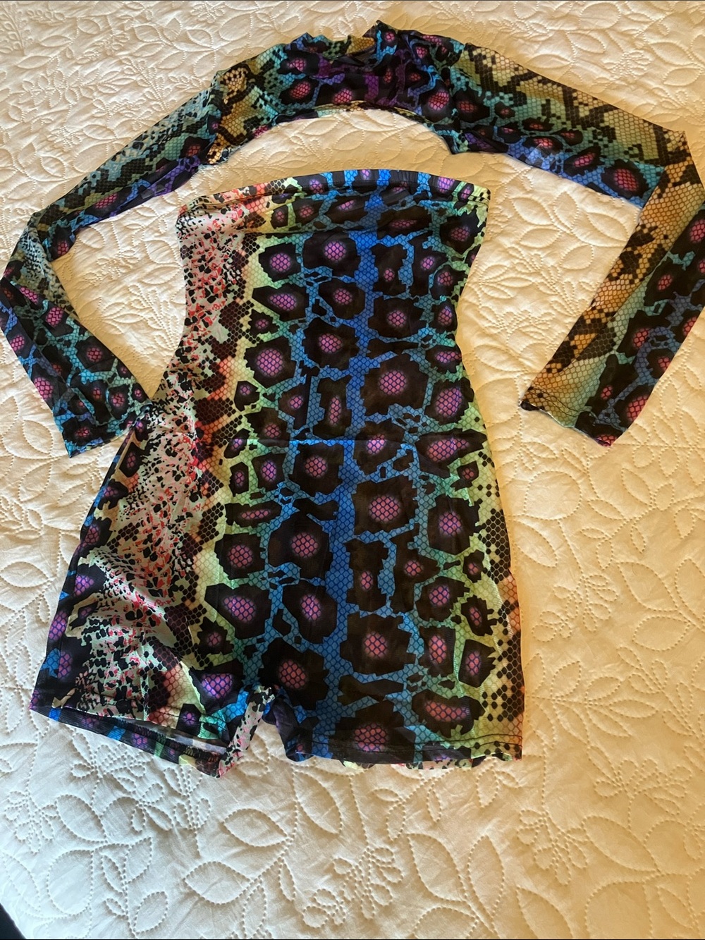 Two Piece Multi-Color Snake Print Romper - Picture 2 of 6